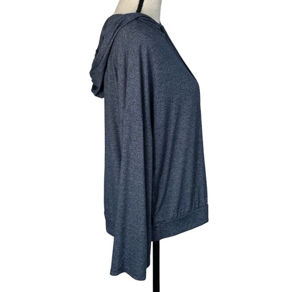 Caution To The Wind Small Pullover Top Hooded Stretch Flared Long Sleeves Blue - Picture 3 of 8